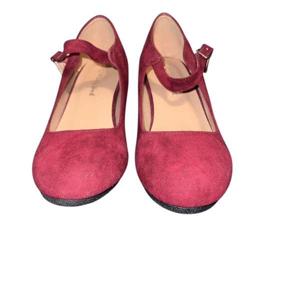Guilty Heart Burgundy Faux Suede Strap Wedges – Size 7 - Picture 3 of 7